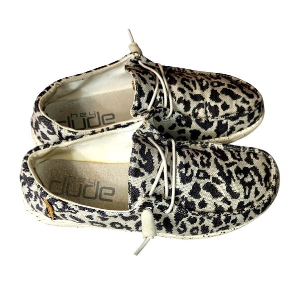 Hey Dude Wendy Women's Woven Casual Shoe Slip-On Cheetah Print Gray US 8 - Picture 4 of 9
